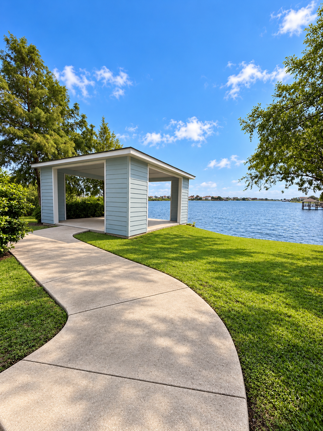 Covered pavilion beside the water